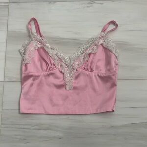 Edikted Pink Lace Satin Cami Tank Top